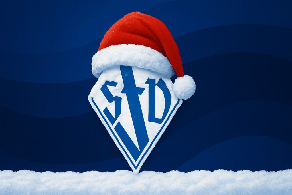 Logo Saarländischer Fußballverband mit Weihnachtsmütze